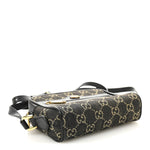 Jacquard Black Denim GG Monogram Textured Dollar Calfskin Mini Ophidia Shoulder Bag Black Ivory