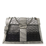 Iridescent Eelskin Maxi Chain Baguette Bag Grey Multicolor