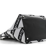 Knit Jacquard Diagonal Logo Roxy Tote White Black
