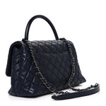 Caviar Quilted Small Coco Handle Flap Navy