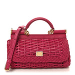 Calfskin Woven Mini Sicily Satchel Ibiscus