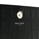 Calfskin Crocodile Embossed Medium Classic Monogram Kate Tassel Satchel Black