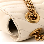Calfskin Matelasse Small GG Marmont Shoulder Bag White