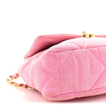 Denim Quilted Medium Chanel 19 Flap Neon Pink