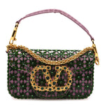 Fabric Crystal Embroidered Vlogo Small Loco Shoulder Bag Multicolor