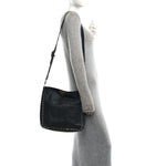 Vitello Calfskin Small Rockstud Flip-Lock Messenger Bag Black