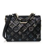 Lambskin Crystal Embellished Monogram Coussin BB Black