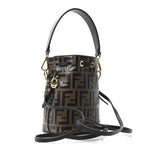Vitello Liberty F is Fendi Bi-Color FF 1974 Embossed Mini Mon Tresor Bucket Bag Maya Black