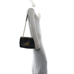 Calfskin Matelasse Medium GG Marmont Shoulder Bag Black
