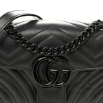 Calfskin Matelasse Monochrome Mini GG Marmont Shoulder Bag Black