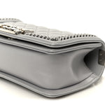 Iridescent Lambskin Quilted Small Chain Around Boy Flap Grey