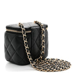 Caviar Quilted Mini Vanity Case With Chain Black