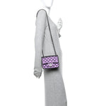 Iridescent Lambskin Quilted Mini Square Flap Dark Purple