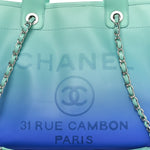 Shaded Calfskin Small Deauville Tote Light Green Turquoise Purple