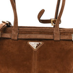Suede Triangle Medium Bonnie Shoulder Bag Cacao
