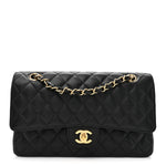 Caviar Quilted Medium Double Flap Black