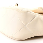 Shiny Lambskin Quilted Pearl Twist Mini Square Flap White