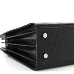 Calfskin Crocodile Embossed Baby Sac De Jour Black