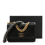 Lambskin Quilted Chanel 19 Wallet On Chain WOC Black