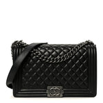 Calfskin Quilted Medium Boy Flap Black