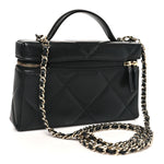 Caviar Quilted Top Handle Slim Vanity With Chain Black