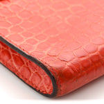 Shiny Porosus Crocodile Kelly Cut Pochette Orange Poppy