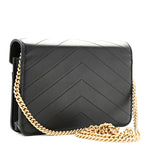 Calfskin Elaphe Double Chevron Mini Wallet On Chain WOC Black