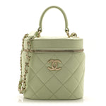 Lambskin Quilted Trendy Vanity Case Sea Green