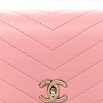 Grained Calfskin Small Chevron Chic Top Handle Flap Pink