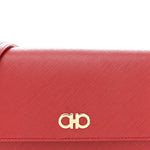 Printed Calfskin Gancini Wallet On Chain Red