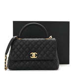 Caviar Quilted Small Coco Handle Flap Black