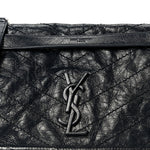 Crinkled Calfskin Matelasse Monogram Medium Niki Chain Satchel Deep Marine
