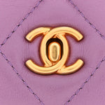 Shiny Lambskin Quilted Extra Mini Flap Purple