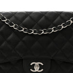 Caviar Quilted Jumbo Double Flap Black