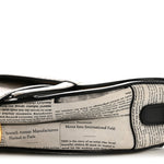 Calfskin Newspaper Printed Saddle Bag Black White
