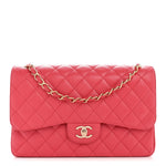 Caviar Quilted Jumbo Double Flap Dark Pink