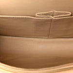 Caviar Quilted Medium Double Flap Beige