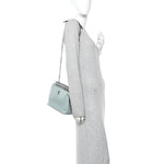 Shiny Nappa Trapuntata Small DotCom Click Top Handle Chain Satchel Light Blue