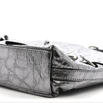 Metallic Calfskin Small Voyou Bag Silver
