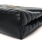 Calfskin Y Quilted Monogram Medium Loulou Chain Satchel Black
