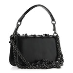 Calfskin Floral Embroidered Monochrome Vlogo Small Loco Shoulder Bag Black
