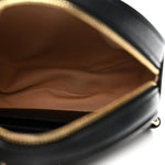Grained Calfskin Web Mini Ophidia Round Shoulder Bag Black