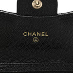 Caviar Quilted Flap Card Holder On Chain Black