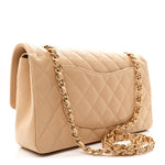 Caviar Quilted Medium Double Flap Beige