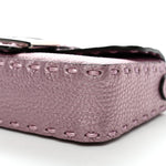 Metallic Cuoio Roma Sellerissima Nappa Sintetica Tape Stitch Mini Baguette Rosa Placca Argento