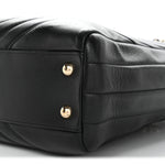 Calfskin Chevron Quilted Statement Shopping Tote Black