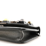 Glossy Calfskin Crystal Studded Tube Wallet On Chain Graphite