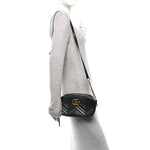 Calfskin Matelasse Small GG Marmont Chain Shoulder Bag Black