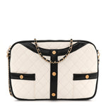 Lambskin Quilted Medium Girl Shoulder Bag White Black