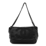 Lambskin Studded Accordion CC Flap Black